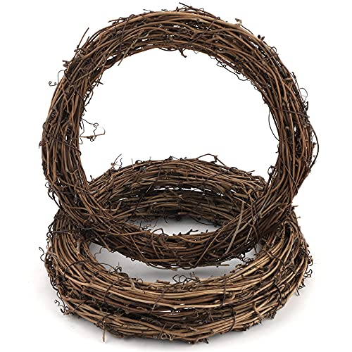 3 Pieces Retro Christmas Wreath Natural Grapevine Wreaths Vine Branch Wreath for DIY Craft Front Door Wall Hanging,Christmas Rattan Wreath for Halloween,Christmas Wedding Party Decors 20cm