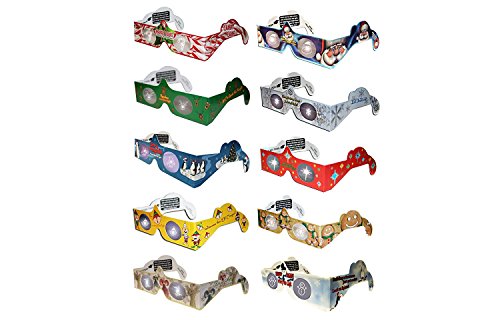 3D Christmas Glasses - 10 Pairs / 10 Turn Christmas Tree & Holiday Lights into Magical Images - Stocking Stuffers - Secret Santa - Office Parties - Fun for The Family