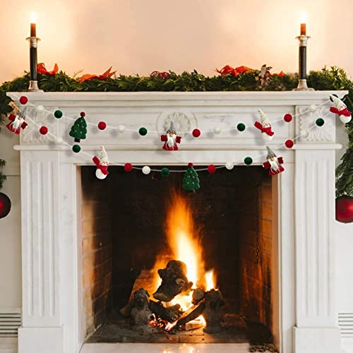 Christmas Wool Felt Decortation Banner Handmade Wool Felt Snowman Xmas Tree Santa Claus Felt Balls Garland for Home Kids Rome Fireplace Windows Indoor Festive New Year Xmas Christmas 2021 Party Décor