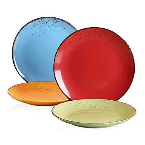 vancasso Navia Tropical Dinner Plate Set of 4, Stoneware Vintage Look Multicolour Dinnerware Tableware, 10.5 inch Snack/Salad/Fruit/Side Plate. (27 * 27 * 2.5cm)