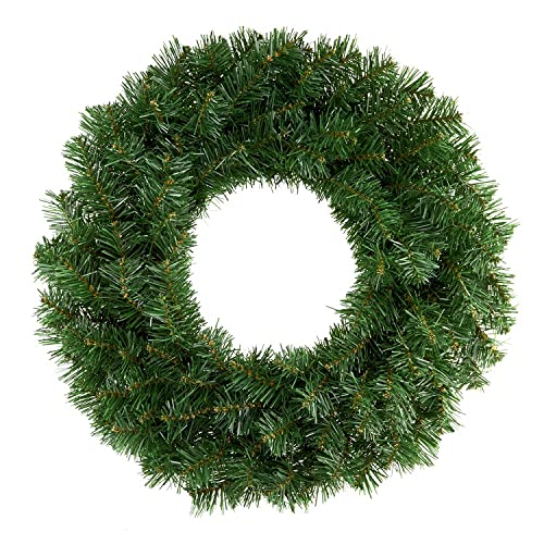 40cm Classic Decorative Christmas Wreath, Artificial Green Xmas Wreath for Indoor & Outdoor Home Decoration Ornament, Green (Green)
