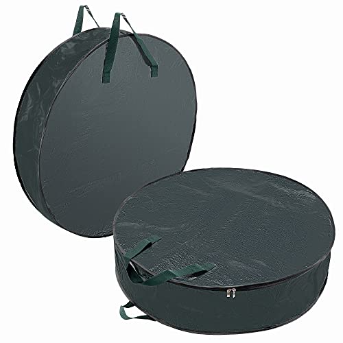 Joiedomi Wreath Storage Container Bag (2 Pack) – Fits Up to 30” (76cm) Artificial Christmas Wreaths, Christmas Wreath Storage Bag with Waterproof Material, Dual Zipper, Carry Handles