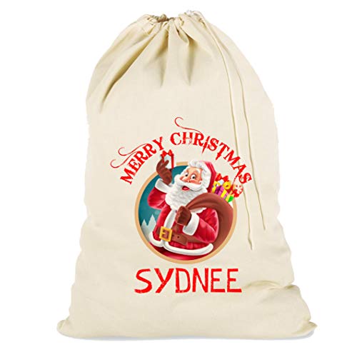 The Lazy Cow Personalised Father Christmas sack - ANY NAME - Large sack xmas bag