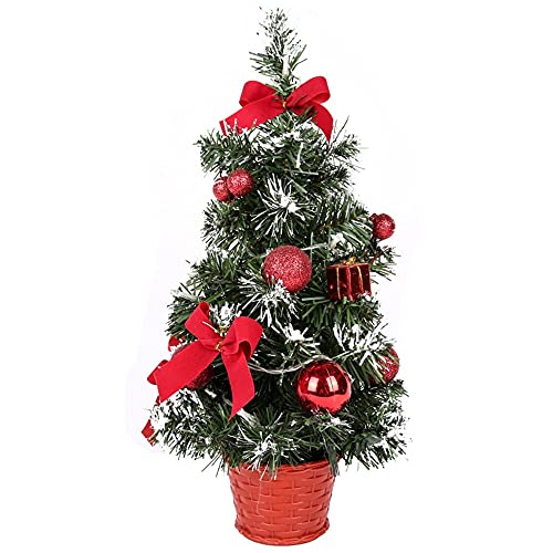 Mini Xmas Pine Tree with Lights - Red