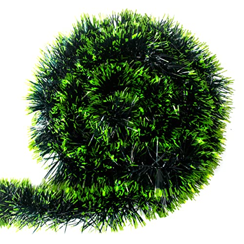 GWAWG Green Chunky Xmas Tinsel Garland 32.8ft Long Metallic Tinsel Garlands for Christmas Tree Holiday Party Decoration (Green)