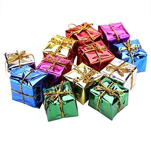 Gift Box Pendant for Christmas Tree Xmas Parties Decor Christmas Tree Hanging Decor Hanging Ornament Multi Color Box Party Ornaments(12PCS)