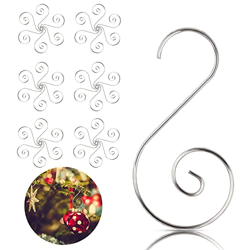 WEDNOK 100pcs Christmas Tree Hooks Xmas S-Shaped Hangers Hook Christmas Ornament Hooks for Hanging Bauble Party Decoration Home DIY Crafts (Silver)
