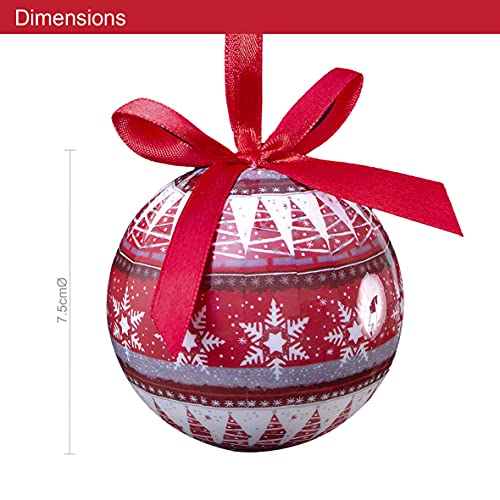 The Christmas Workshop Set of 14 Christmas Baubles/Various Festive Designs/Gift Boxed Christmas Tree Decorations / 7.5cm Diameter Baubles (Red & White Nordic)