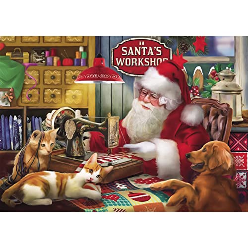 DAERLE Christmas Diamond Painting, 5D Diamond Painting Kits Full Christmas Diamond Art Kits Adult, DIY Diamond Art Round Diamond Painting Santa Claus Diamond Picture Embroidery Kit Home Decor 40x30cm