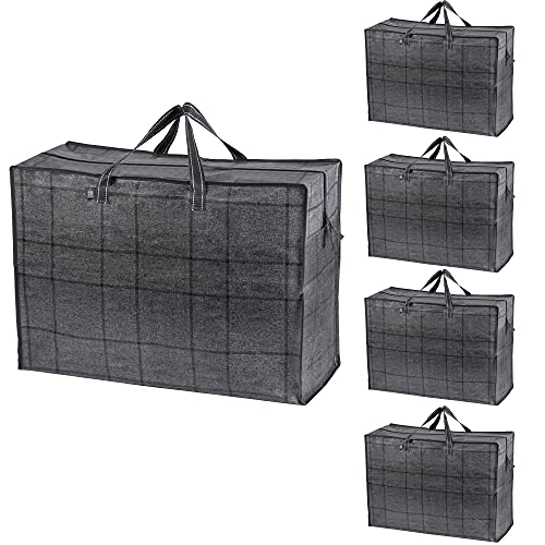 VENO 5 Pack Medium Organizer Storage Bag, Moving Bag, Heavy-Duty Tote, Clothes Storage, Christmas Decorations, Water-Resistant, Closet Storage, Moving Supplies, Packing Boxes (M - Set of 5)