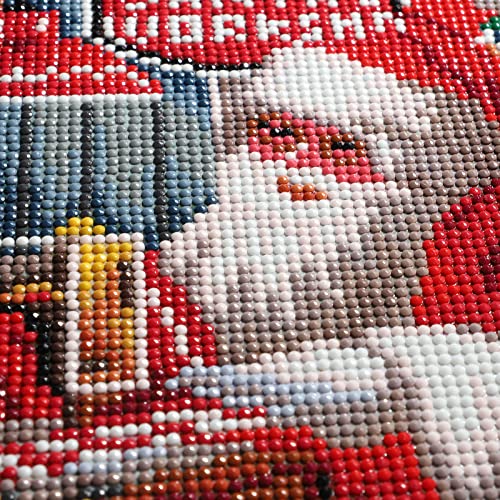 DAERLE Christmas Diamond Painting, 5D Diamond Painting Kits Full Christmas Diamond Art Kits Adult, DIY Diamond Art Round Diamond Painting Santa Claus Diamond Picture Embroidery Kit Home Decor 40x30cm