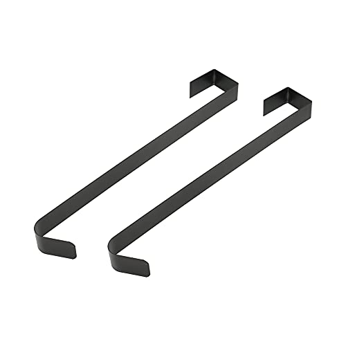 Qivange 2 Pack Wreath Hanger for Front Door, Metal Wreath Hook Hangers Christmas Wreath Hanging Hook for Christmas Halloween Home Office Wall Wedding Wreaths or Decor 16 Inch (Black)