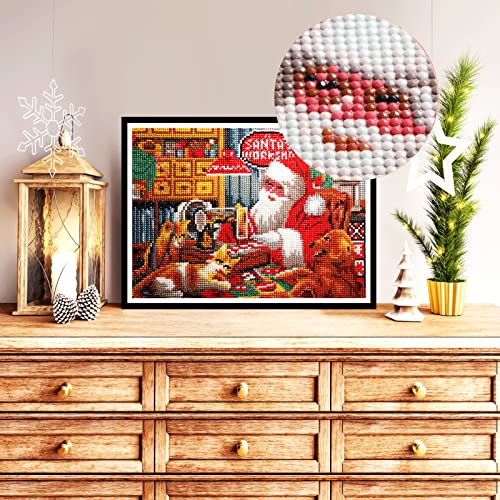 DAERLE Christmas Diamond Painting, 5D Diamond Painting Kits Full Christmas Diamond Art Kits Adult, DIY Diamond Art Round Diamond Painting Santa Claus Diamond Picture Embroidery Kit Home Decor 40x30cm