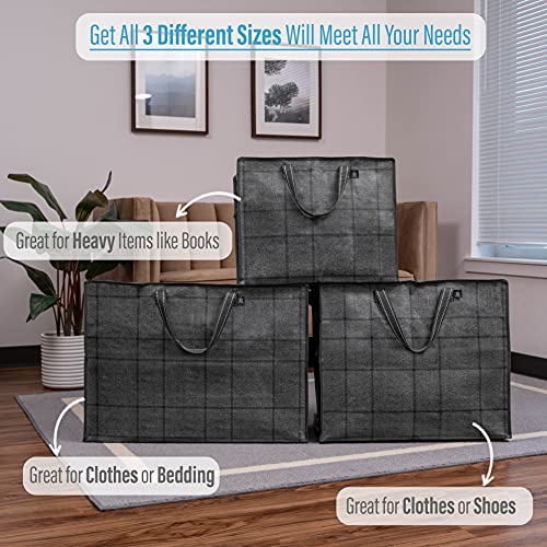 VENO 5 Pack Medium Organizer Storage Bag, Moving Bag, Heavy-Duty Tote, Clothes Storage, Christmas Decorations, Water-Resistant, Closet Storage, Moving Supplies, Packing Boxes (M - Set of 5)