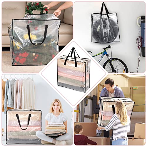 wsryx 6 Pack Large Clear Storage Bags for Moving Houses, Laundry Bags with Zips, Heavy Duty Storage Plastic Packing Bags Boxes for Clothes Duvet Bedding Underbed 87L (Clear Set of 6)