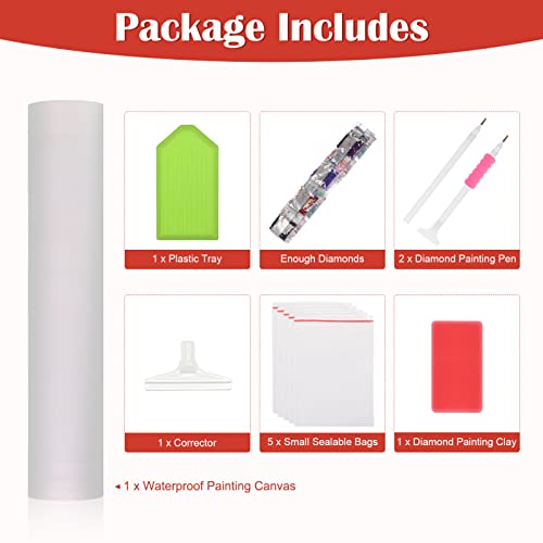 DAERLE Christmas Diamond Painting, 5D Diamond Painting Kits Full Christmas Diamond Art Kits Adult, DIY Diamond Art Round Diamond Painting Santa Claus Diamond Picture Embroidery Kit Home Decor 40x30cm