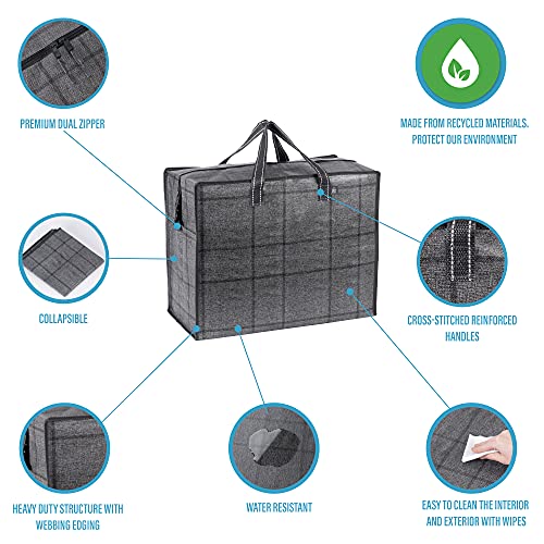 VENO 5 Pack Medium Organizer Storage Bag, Moving Bag, Heavy-Duty Tote, Clothes Storage, Christmas Decorations, Water-Resistant, Closet Storage, Moving Supplies, Packing Boxes (M - Set of 5)