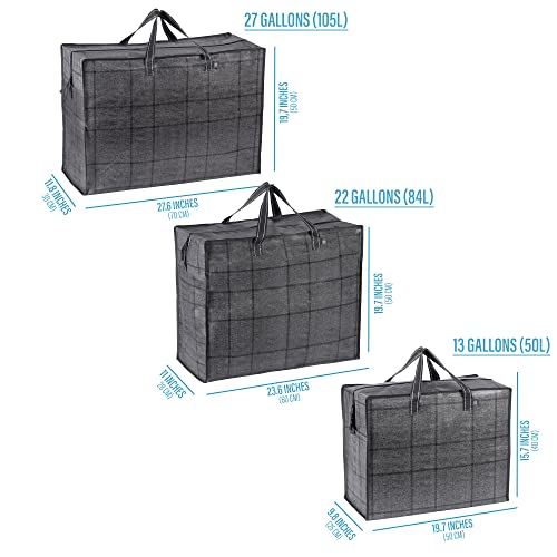 VENO 5 Pack Medium Organizer Storage Bag, Moving Bag, Heavy-Duty Tote, Clothes Storage, Christmas Decorations, Water-Resistant, Closet Storage, Moving Supplies, Packing Boxes (M - Set of 5)