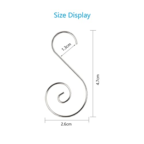 WEDNOK 100pcs Christmas Tree Hooks Xmas S-Shaped Hangers Hook Christmas Ornament Hooks for Hanging Bauble Party Decoration Home DIY Crafts (Silver)