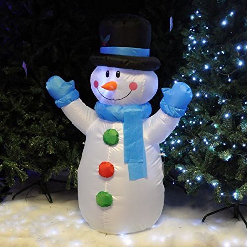Garden Mile Large Self-Inflatable Snowman with Built-in LED Lights Christmas Decorations Electric Blow Up Giant Illuminated Christmas Ornaments Xmas Figure Statue for Indoor Outdoor Xmas Decorations