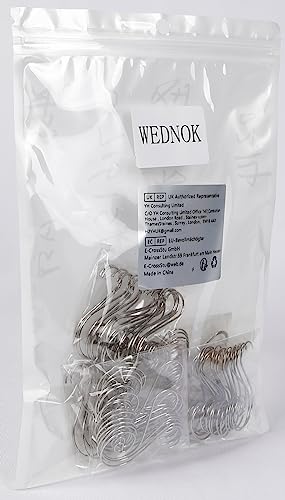 WEDNOK 100pcs Christmas Tree Hooks Xmas S-Shaped Hangers Hook Christmas Ornament Hooks for Hanging Bauble Party Decoration Home DIY Crafts (Silver)