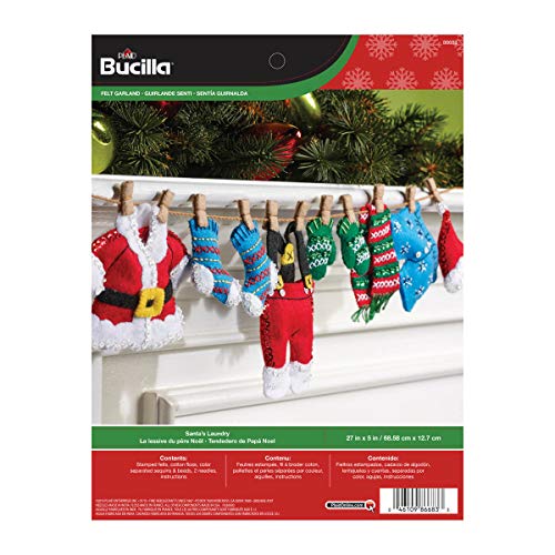 Bucilla Santa's Laundry Garland Felt Applique Kit-27"X5"