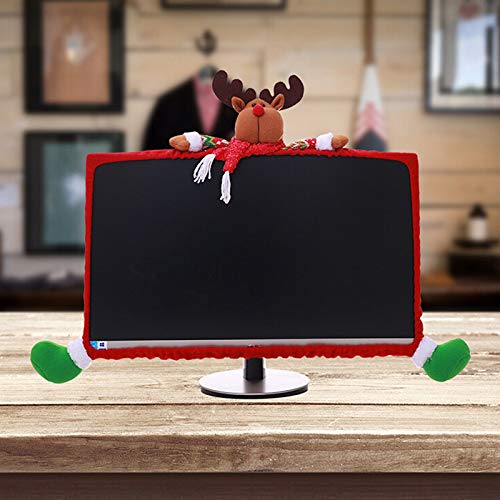 Vanproo Christmas Computer Monitor Cover, Elastic Xmas Decorations Reindeer Computer Monitor Border Cover, Elastic Laptop Computer Cover for Xmas Home Office Decor and New Year Gift Ideas (Snowman)