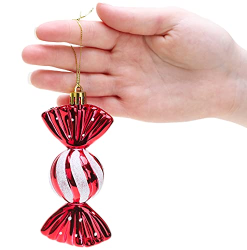 Christmas Concepts® Pack of 5-110mm Large Sweet Shaped Baubles - Shiny & Glitter Decorated - Christmas Baubles (Red)