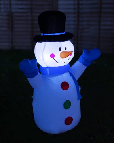 Garden Mile Large Self-Inflatable Snowman with Built-in LED Lights Christmas Decorations Electric Blow Up Giant Illuminated Christmas Ornaments Xmas Figure Statue for Indoor Outdoor Xmas Decorations