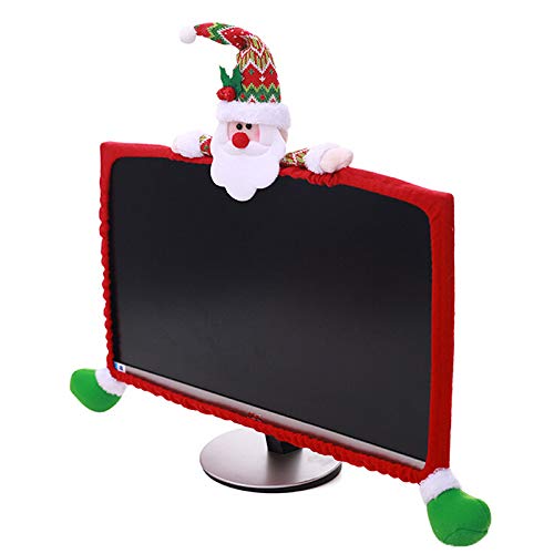 Vanproo Christmas Computer Monitor Cover, Elastic Xmas Decorations Reindeer Computer Monitor Border Cover, Elastic Laptop Computer Cover for Xmas Home Office Decor and New Year Gift Ideas (Snowman)
