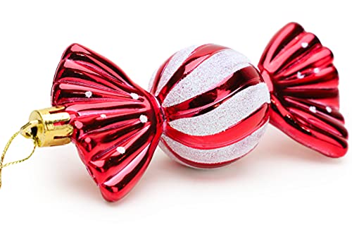 Christmas Concepts® Pack of 5-110mm Large Sweet Shaped Baubles - Shiny & Glitter Decorated - Christmas Baubles (Red)