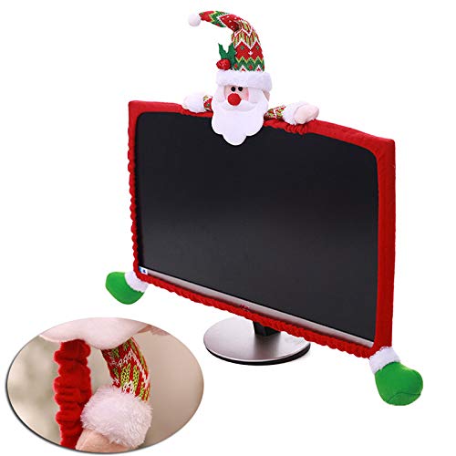Vanproo Christmas Computer Monitor Cover, Elastic Xmas Decorations Reindeer Computer Monitor Border Cover, Elastic Laptop Computer Cover for Xmas Home Office Decor and New Year Gift Ideas (Snowman)