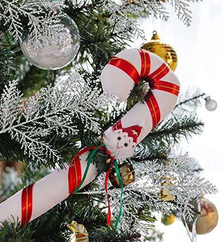 30 PCS Glitter Artificial Pine Needles,Fake Foliage Pine Stems Picks for DIY Garland Wreath Christmas Embellishing and Home Garden Decoration