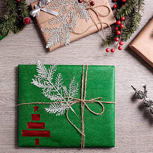 30 PCS Glitter Artificial Pine Needles,Fake Foliage Pine Stems Picks for DIY Garland Wreath Christmas Embellishing and Home Garden Decoration