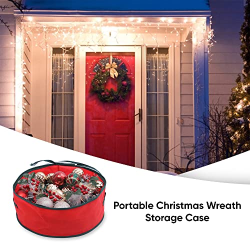 Albert Austin Christmas Wreath Storage Case | Waterproof Xmas Decoration Storage Bag With Zip And Sturdy Carry Handles | Moistureproof Xmas Garland Wreaths Ornaments Storage Bag Large (60 x 20) cm