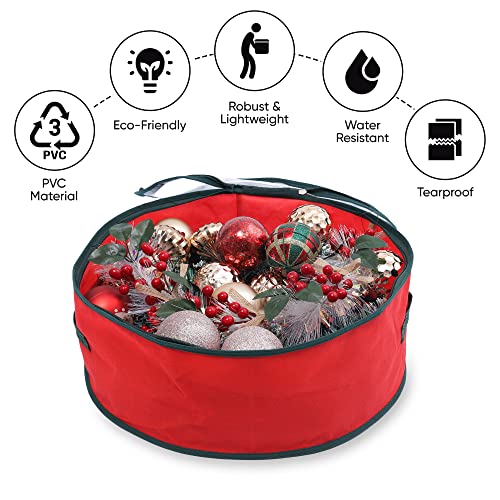 Albert Austin Christmas Wreath Storage Case | Waterproof Xmas Decoration Storage Bag With Zip And Sturdy Carry Handles | Moistureproof Xmas Garland Wreaths Ornaments Storage Bag Large (60 x 20) cm
