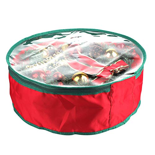 Pannow Christmas Wreath Storage Bag, 40/50cm Clear Garland or Xmas Wreath Container with Handles, Strong and Protective Xmas Wreath Storage Carrying Bag