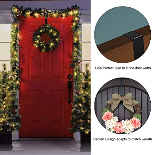 Qivange 2 Pack Wreath Hanger for Front Door, Metal Wreath Hook Hangers Christmas Wreath Hanging Hook for Christmas Halloween Home Office Wall Wedding Wreaths or Decor 16 Inch (Black)