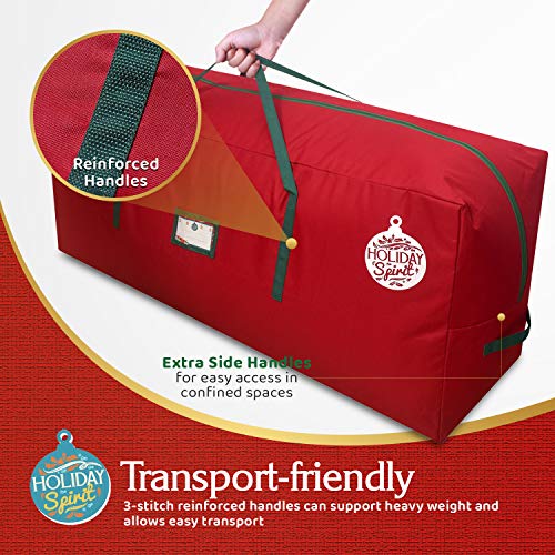 HOLIDAY SPIRIT Jumbo Christmas Tree Storage Bag in Red - Fits a 9Ft / 2.75M Tree - Premium, Heavy-Duty Oxford Fabric, Durable Reinforced Handles & Zipper - Waterproof, Protects Moisture & Dust