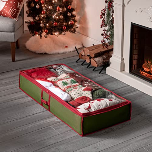 Zober Wrapping Paper Storage Bags - Premium Underbed Storage Boxes for Christmas and Birthday Wrapping Paper - Bedroom Organiser for Clothes and Blankets - 107x46x15cm, Green