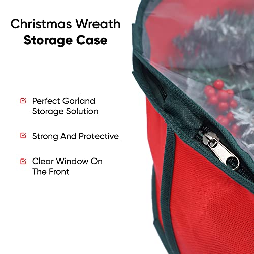 ASAB Christmas Wreath Storage Bag | Xmas Decoration Storage Case With Transparent Window | Reinforced Carry Handles | Waterproof Storage Bag For Garlands Wreaths Baubles (Large (60 x 20) cm)