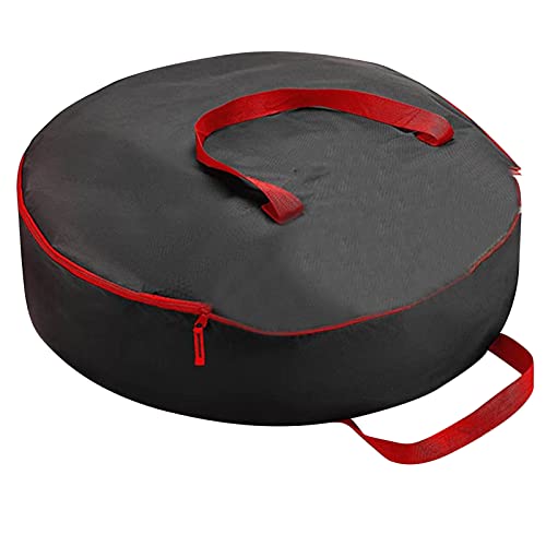 Christmas Wreath Storage Container Bag 30 Inch Oxford Cloth Large Xmas Wreath Storage Bag with Handle Double Zipper Heavy Duty Holiday Artificial Wreath Storage Organizer Box (24 Inch, Black)