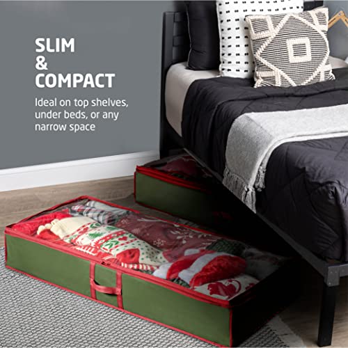 Zober Wrapping Paper Storage Bags - Premium Underbed Storage Boxes for Christmas and Birthday Wrapping Paper - Bedroom Organiser for Clothes and Blankets - 107x46x15cm, Green
