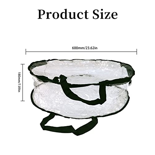 60cm Wreath Storage Bag PVC Transparent Gift Bag Round Festival Wreath Bag for Decoration and Storage of Halloween, Christmas and Other Festivals (Transparent)