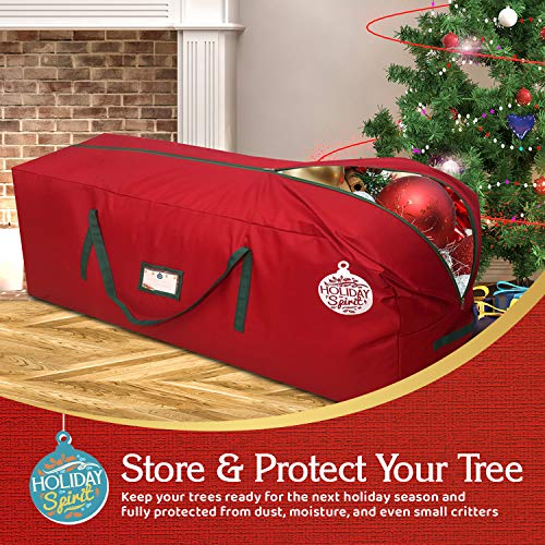 HOLIDAY SPIRIT Jumbo Christmas Tree Storage Bag in Red - Fits a 9Ft / 2.75M Tree - Premium, Heavy-Duty Oxford Fabric, Durable Reinforced Handles & Zipper - Waterproof, Protects Moisture & Dust