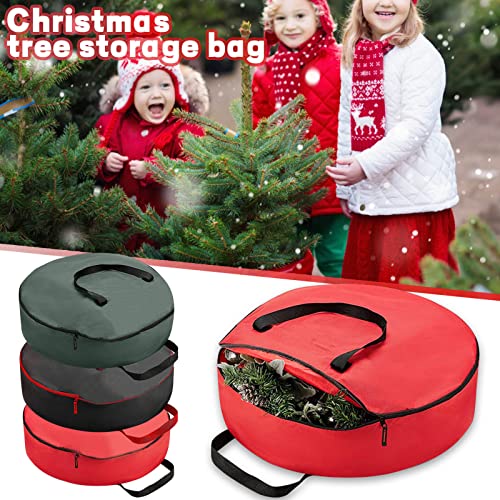 Christmas Wreath Storage Container Bag 30 Inch Oxford Cloth Large Xmas Wreath Storage Bag with Handle Double Zipper Heavy Duty Holiday Artificial Wreath Storage Organizer Box (24 Inch, Black)