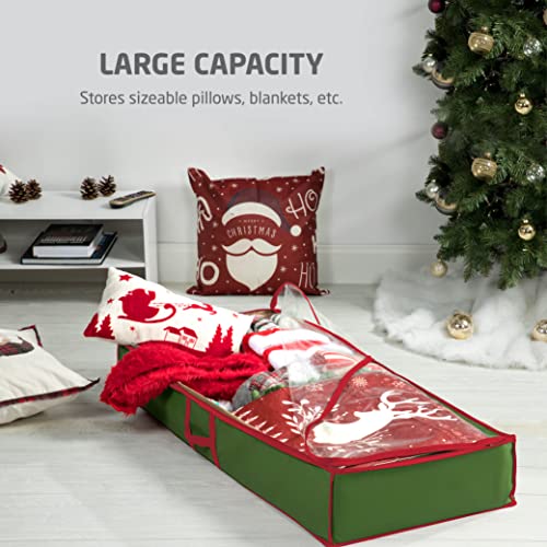 Zober Wrapping Paper Storage Bags - Premium Underbed Storage Boxes for Christmas and Birthday Wrapping Paper - Bedroom Organiser for Clothes and Blankets - 107x46x15cm, Green