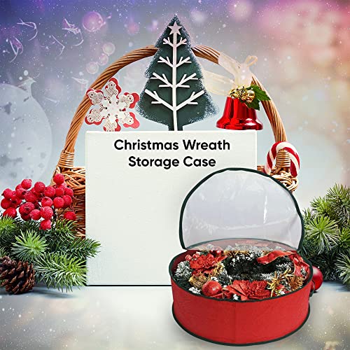 ASAB Christmas Wreath Storage Bag | Xmas Decoration Storage Case With Transparent Window | Reinforced Carry Handles | Waterproof Storage Bag For Garlands Wreaths Baubles (Large (60 x 20) cm)