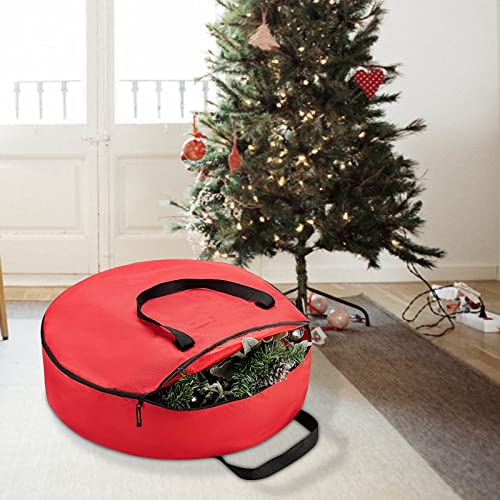 Christmas Wreath Storage Container Bag 30 Inch Oxford Cloth Large Xmas Wreath Storage Bag with Handle Double Zipper Heavy Duty Holiday Artificial Wreath Storage Organizer Box (24 Inch, Black)