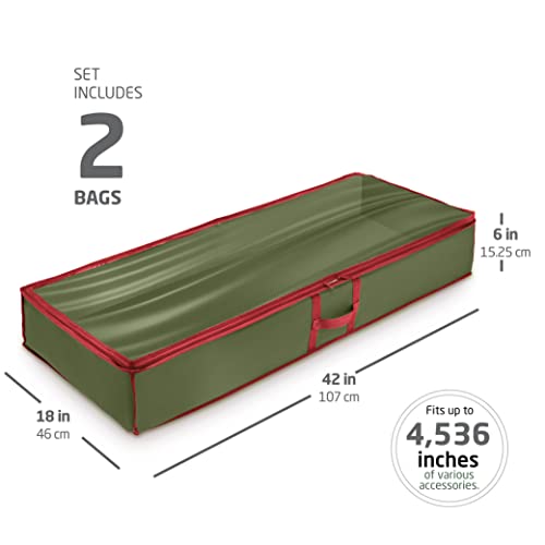 Zober Wrapping Paper Storage Bags - Premium Underbed Storage Boxes for Christmas and Birthday Wrapping Paper - Bedroom Organiser for Clothes and Blankets - 107x46x15cm, Green